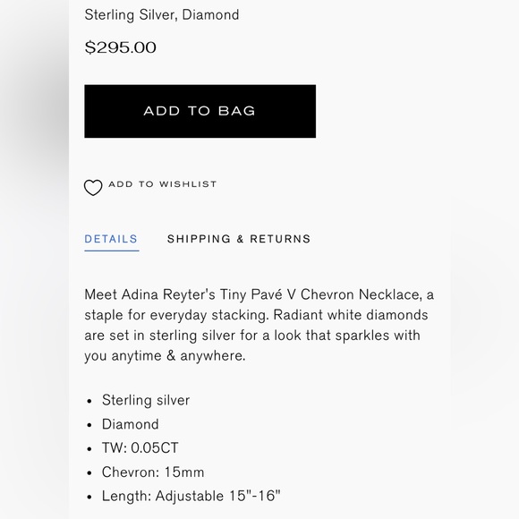 Adina Reyter Sterling Silver Pave Diamond Chevron Necklace - Picture 6 of 6